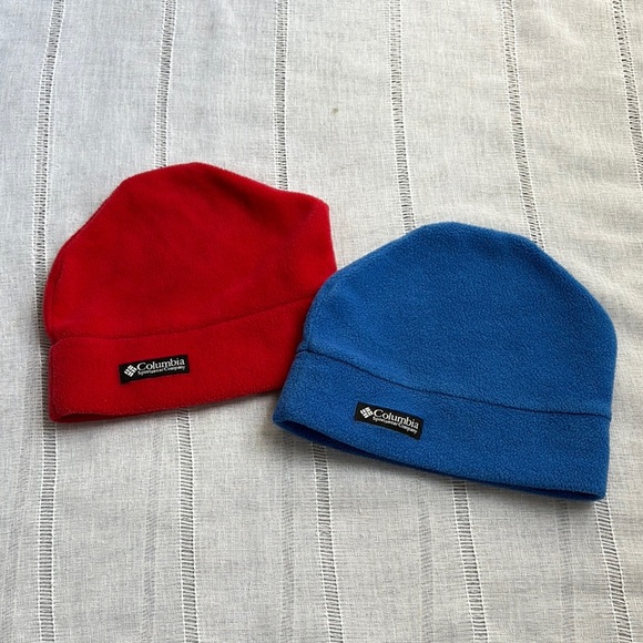 Columbia Red and Blue Fleece Beanies - Picture 1 of 13